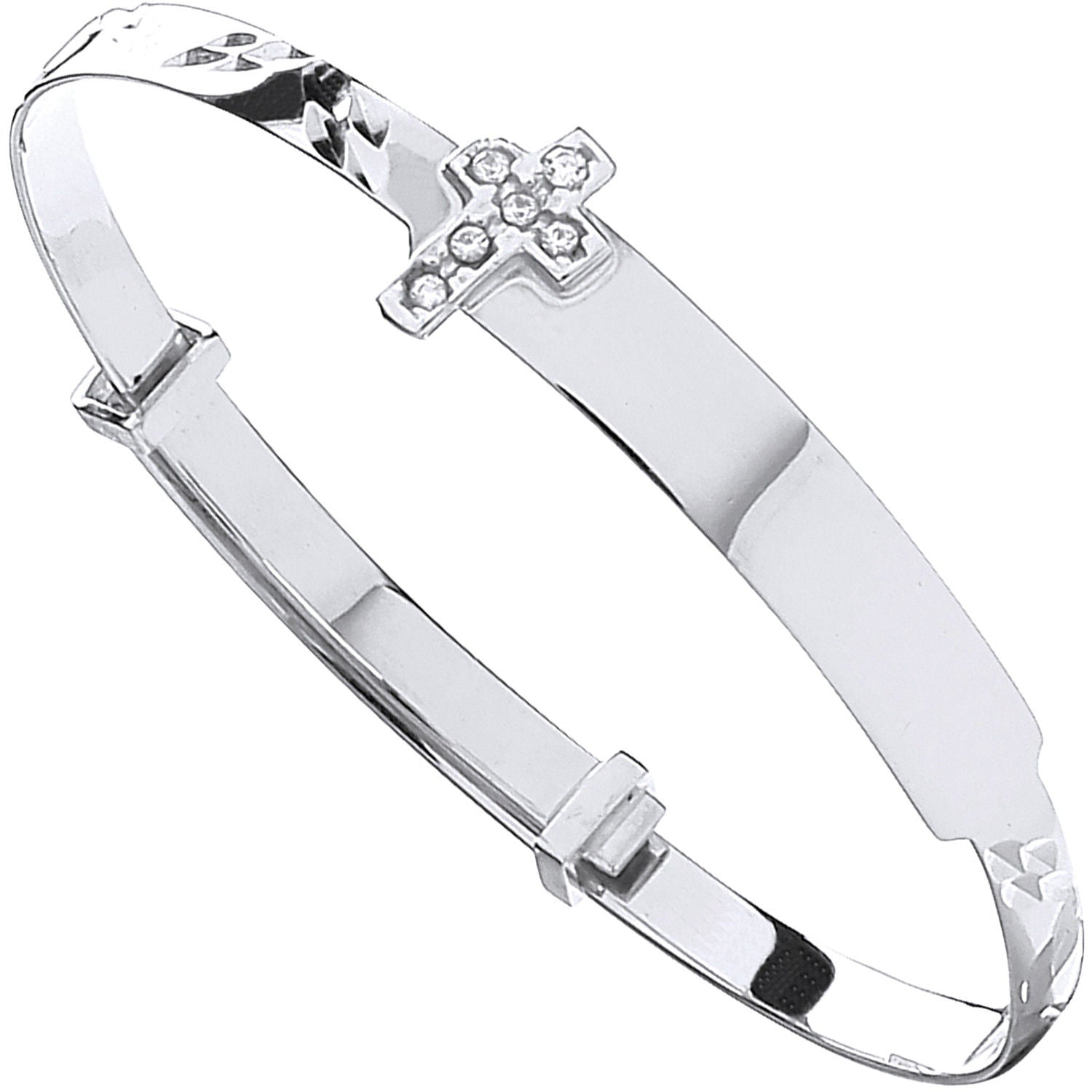 C Expandable Baby Bangle Cz Cross