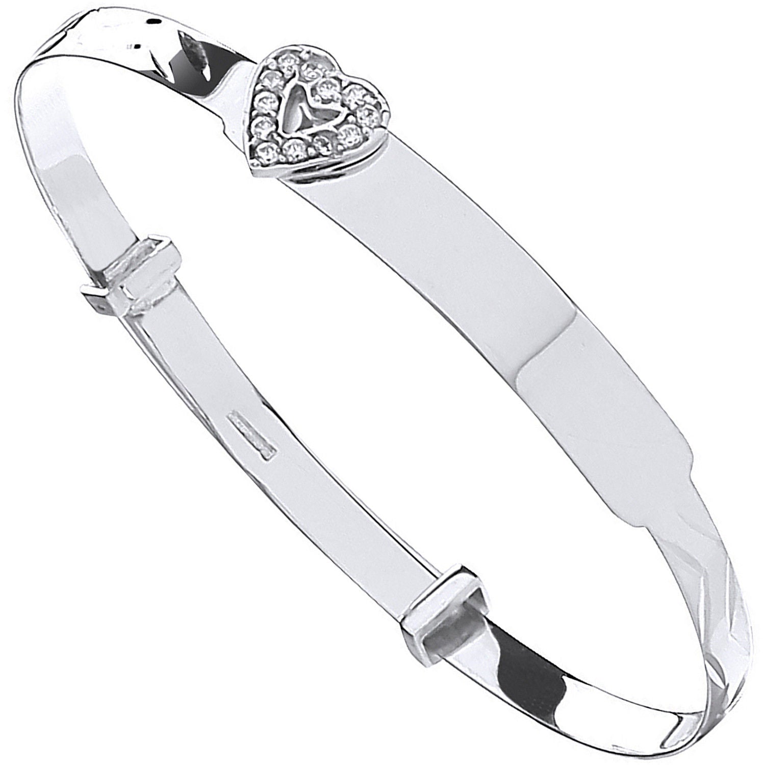 C Expandable Baby Bangle Cz Heart