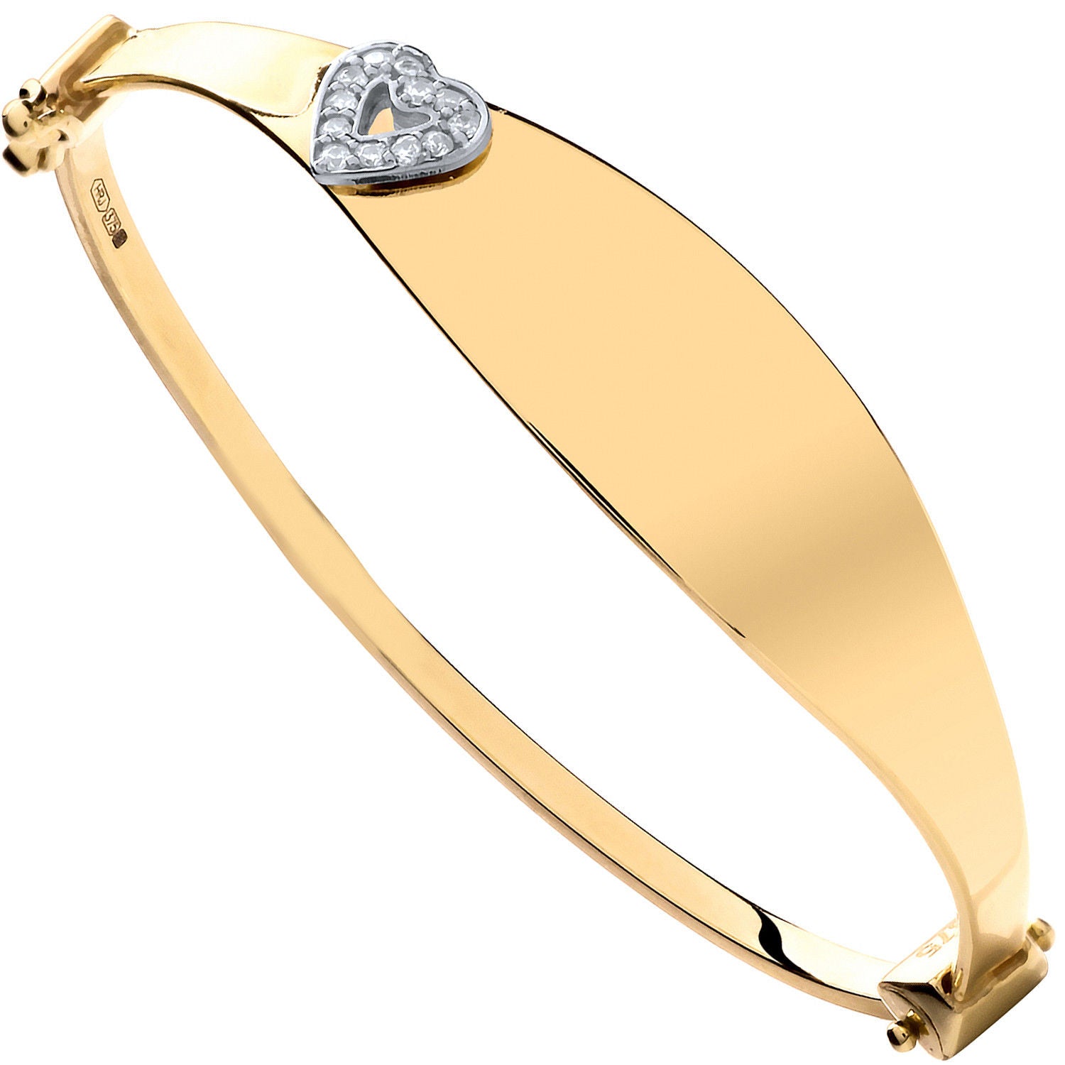 G Oval ID with Cz Heart Baby Bangle