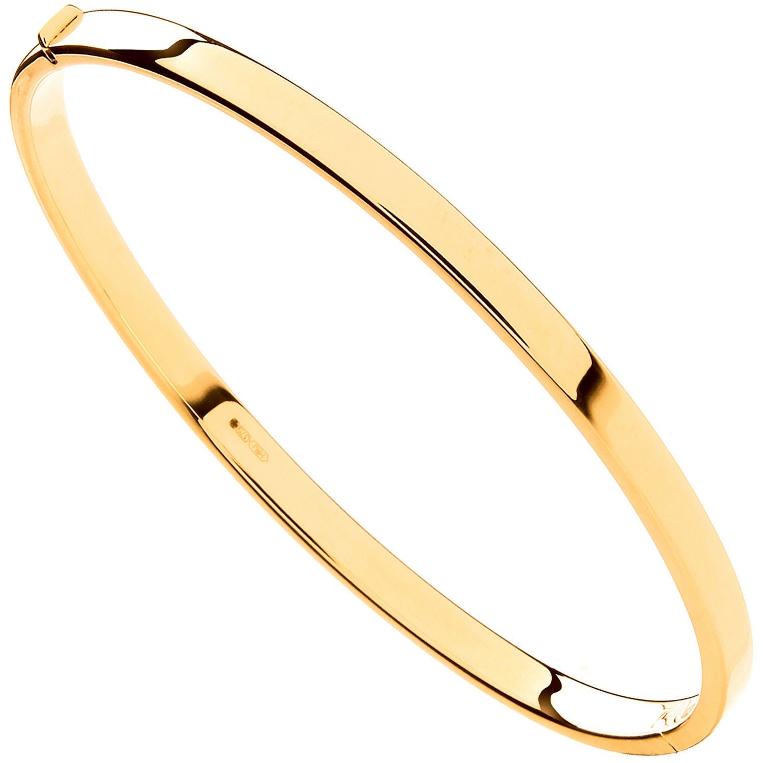 9ct Yellow Gold Hollow Flat Hinged Ladies Bangle