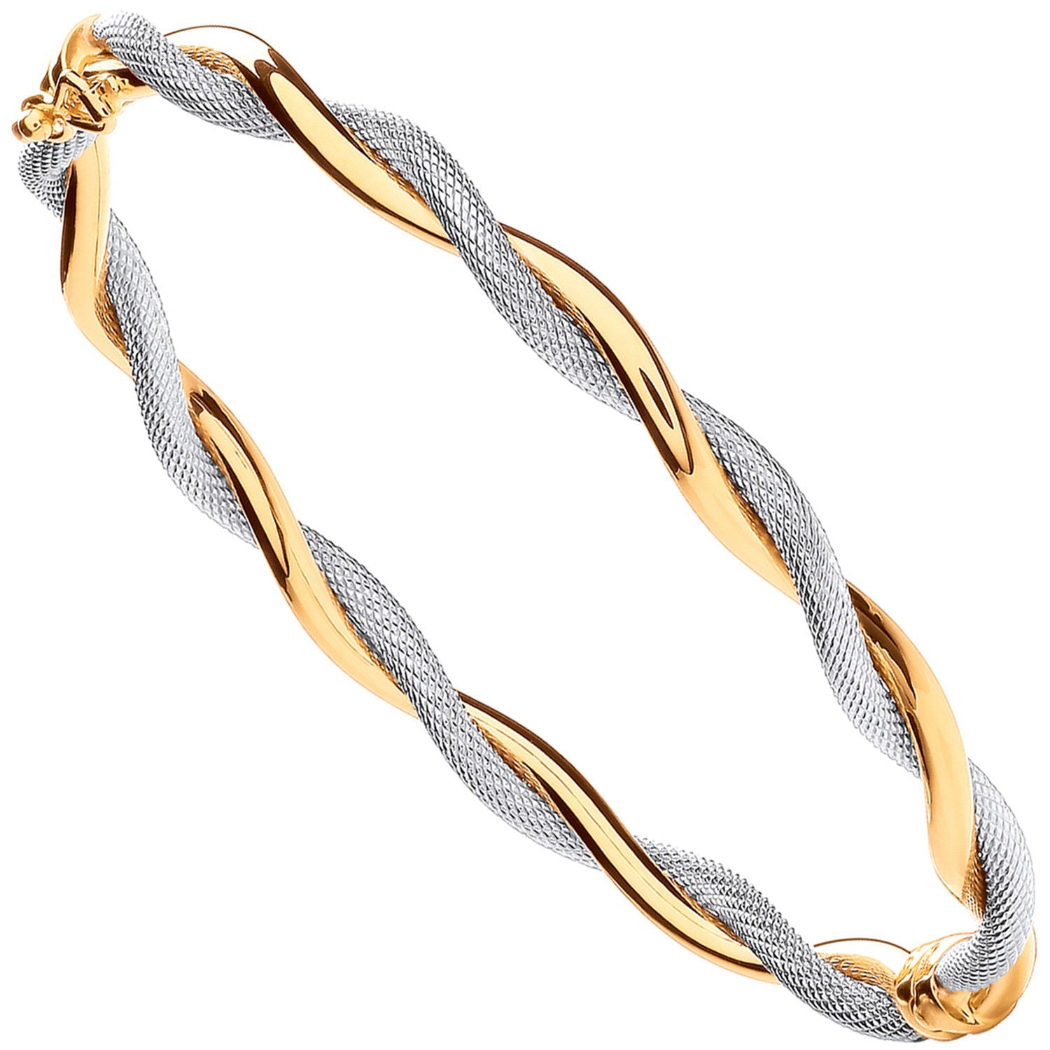Y&W/G Twist Hollow Oval Bangle