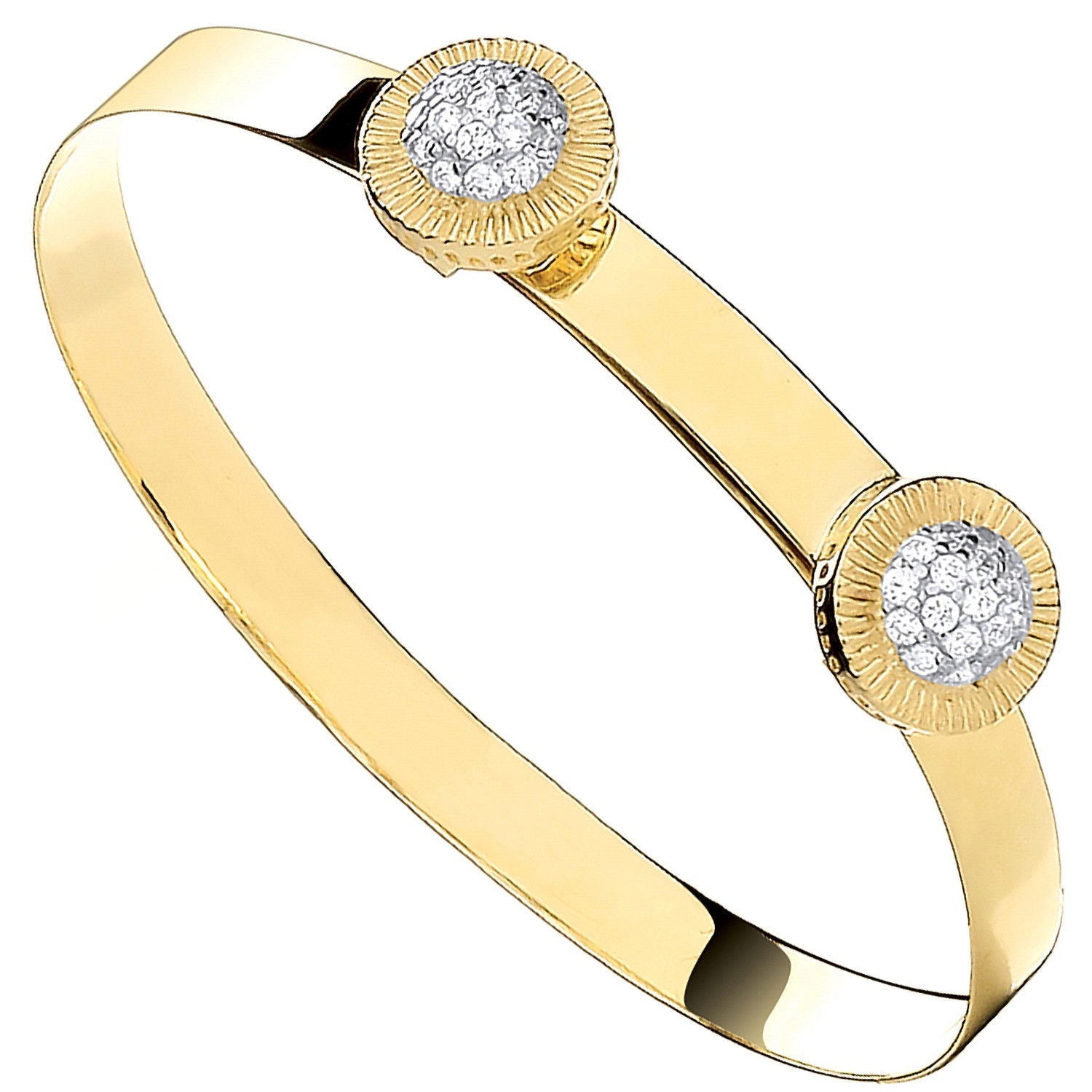 9ct Yellow Gold Round Cubic Zirconia Studs Expandable Baby Bangle