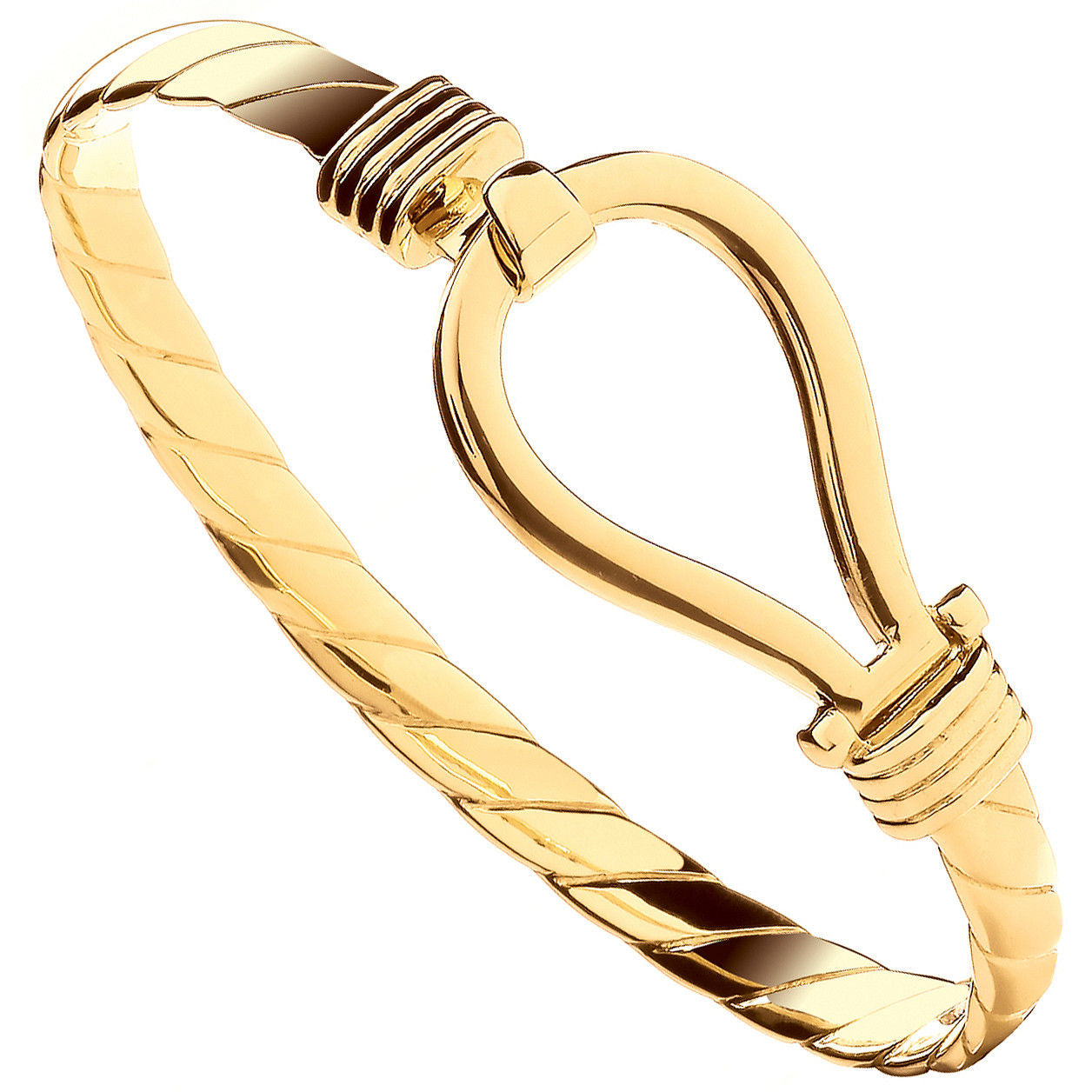 9ct Yellow Gold Hook Gents 6.5mm Bangle