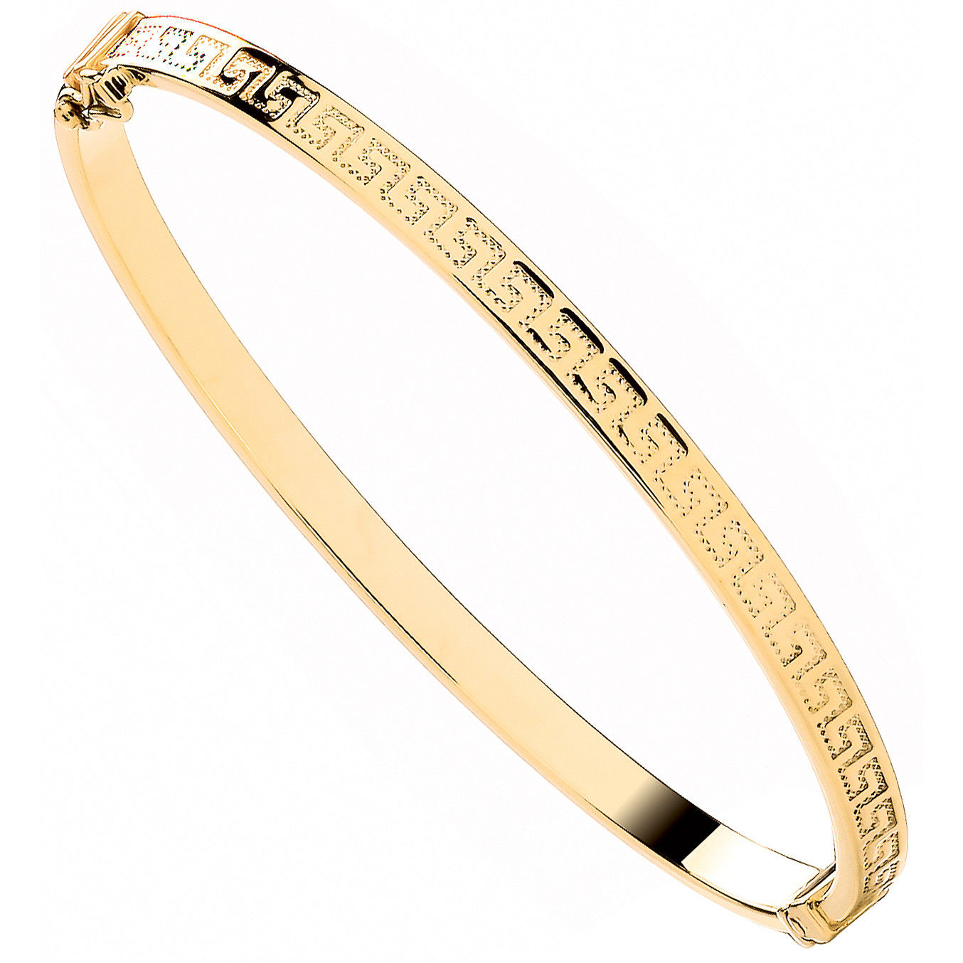 9ct Yellow Gold Greek Key Ladies 4.2mm Bangle