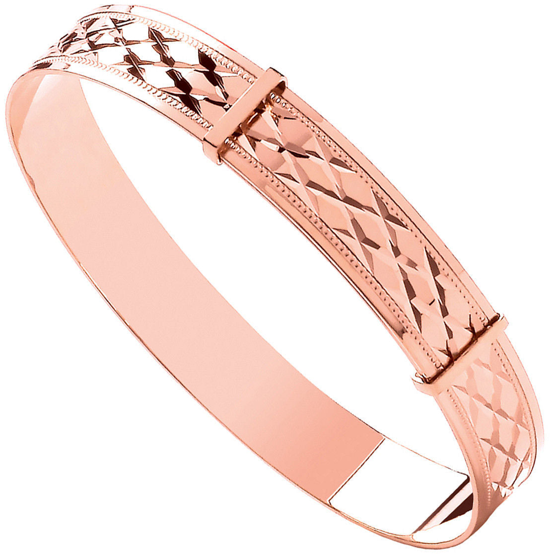 9ct Rose Gold Diamond Cut Expandable Baby Bangle