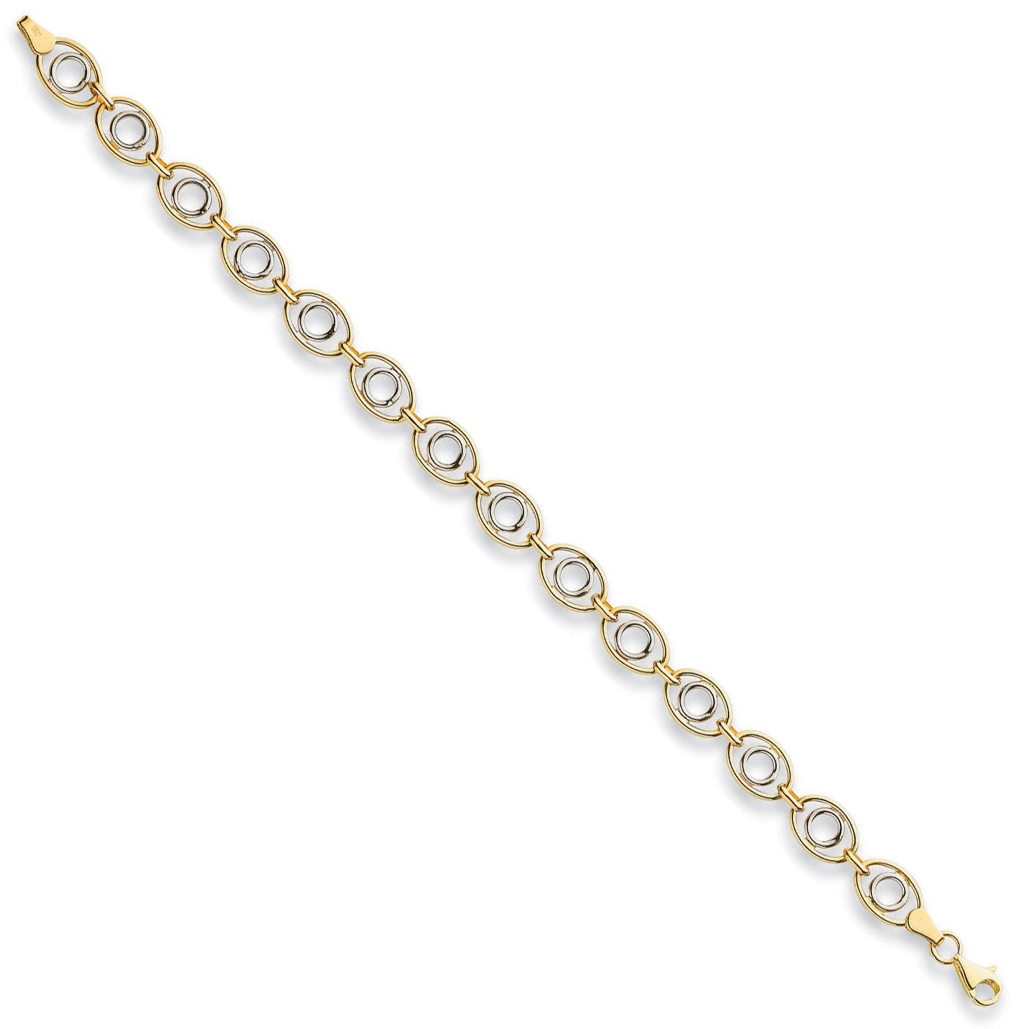 W & 9ct Yellow Gold 8mm Fancy Oval Linked Bracelet