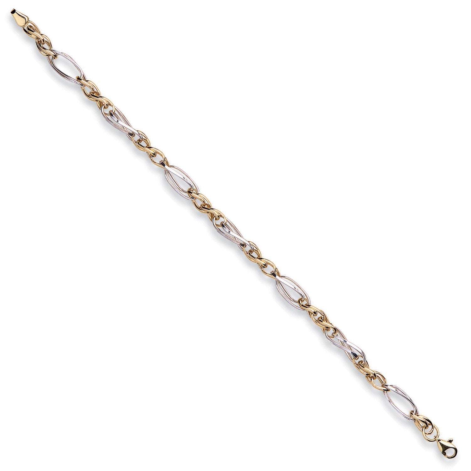 9ct White & Yellow Gold Fancy Oval Linked Bracelet