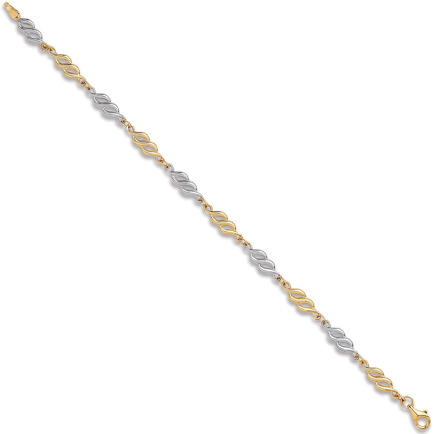 9ct White & Yellow Gold Fancy Hollow Link Bracelet