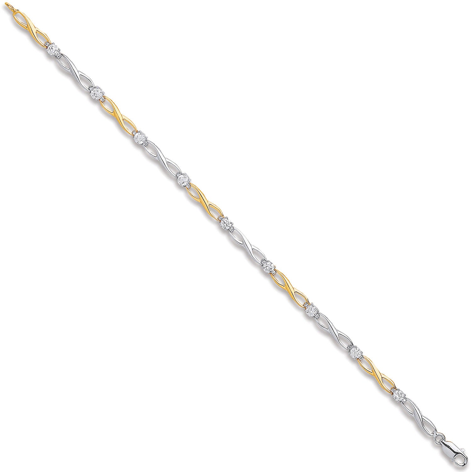 G Figure of 8 link with CZ's Ladies Bracelet