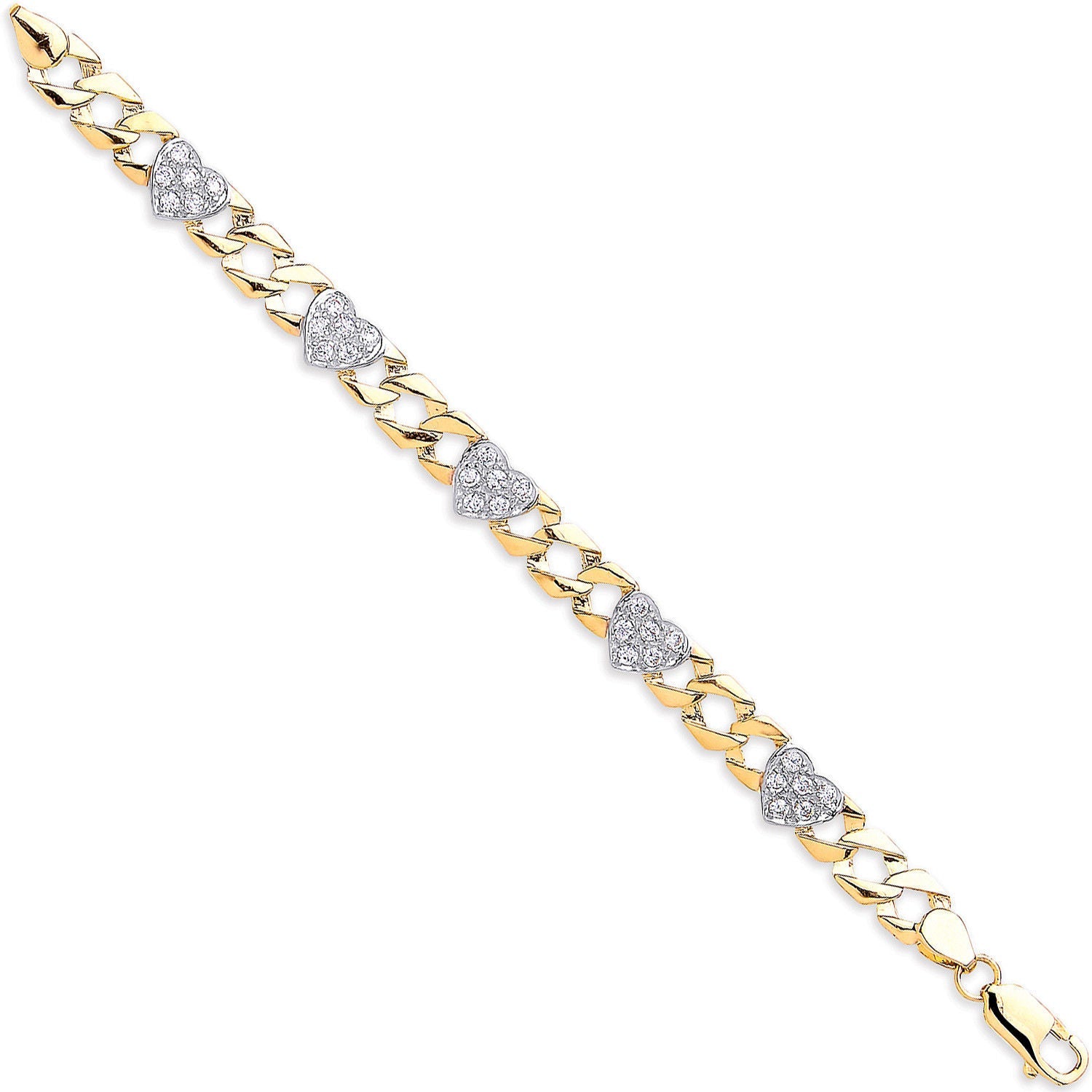 9ct Yellow Gold Baby Cubic Zirconia Heart Bracelet