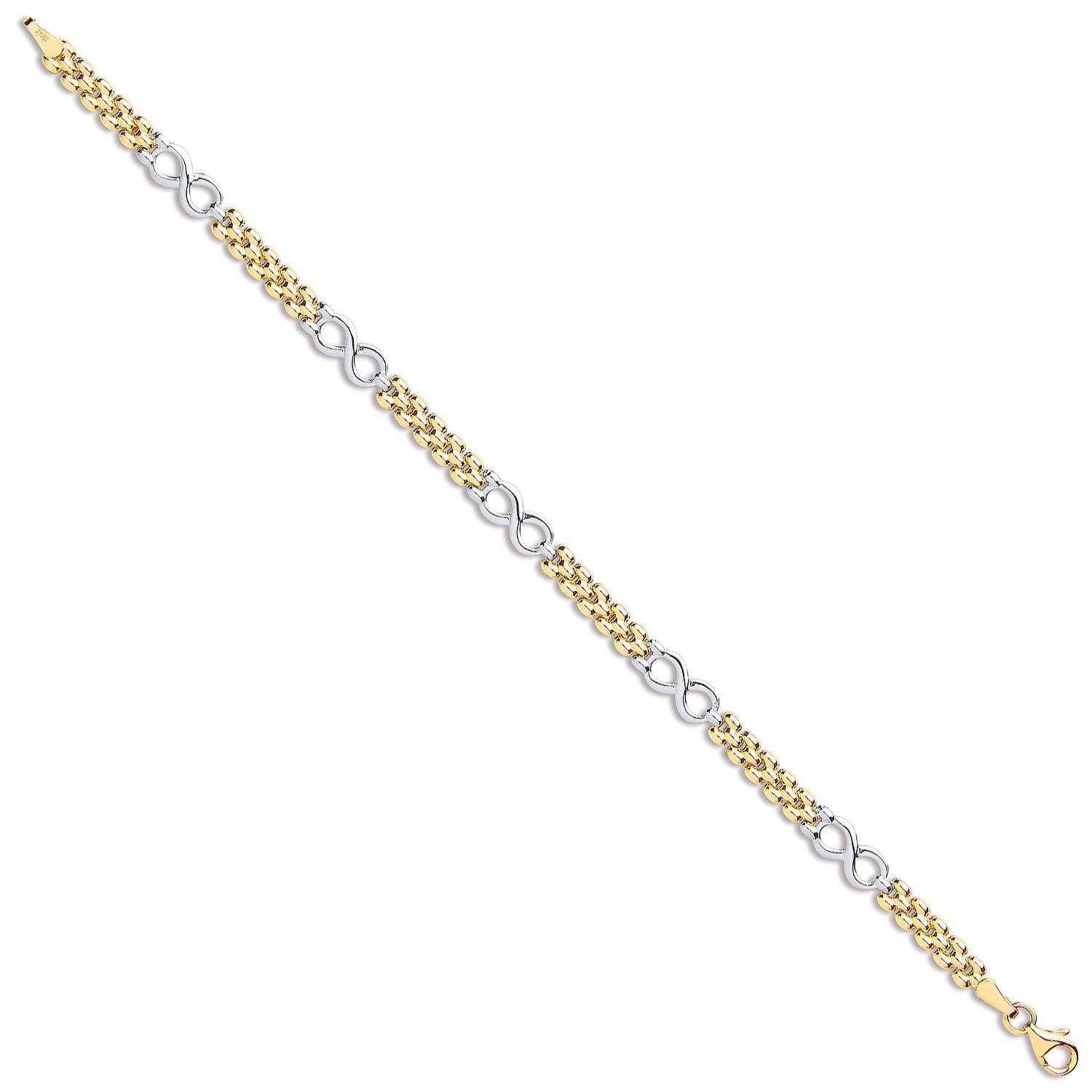 Y & 9ct White Gold Eternity Fancy Link Ladies Bracelet
