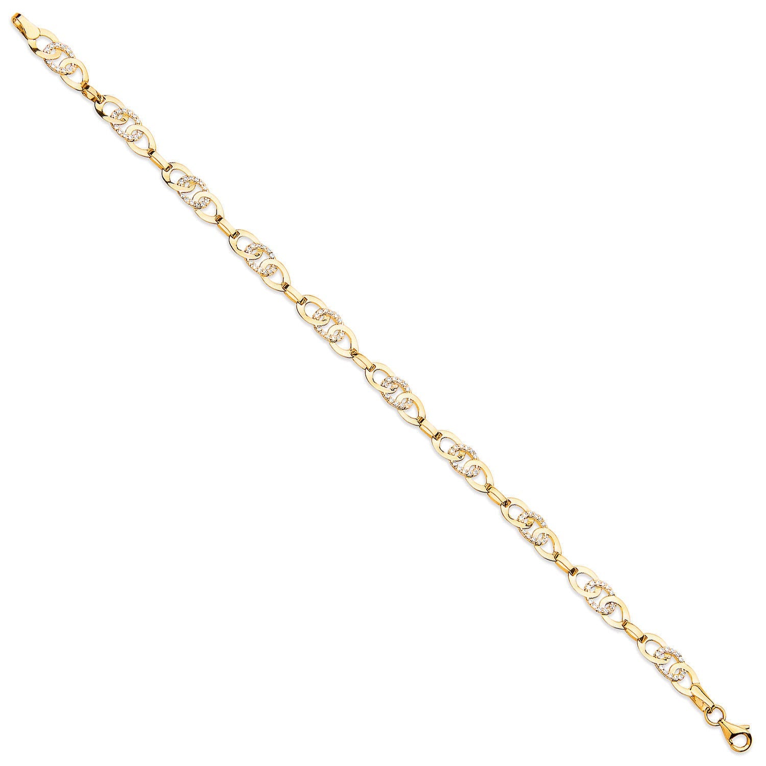 9ct Yellow Gold Cubic Zirconia Entwined Links Bracelet