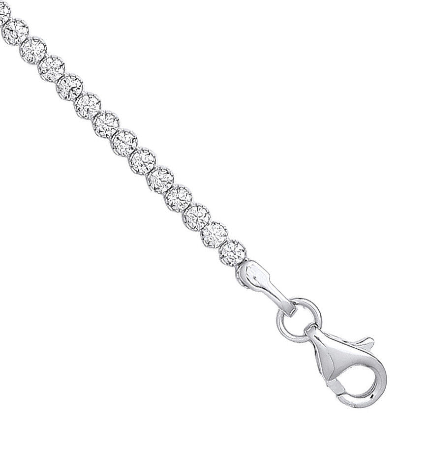 9ct White Gold 2.1mm Round Cubic Zirconia Ladies Tennis Bracelet