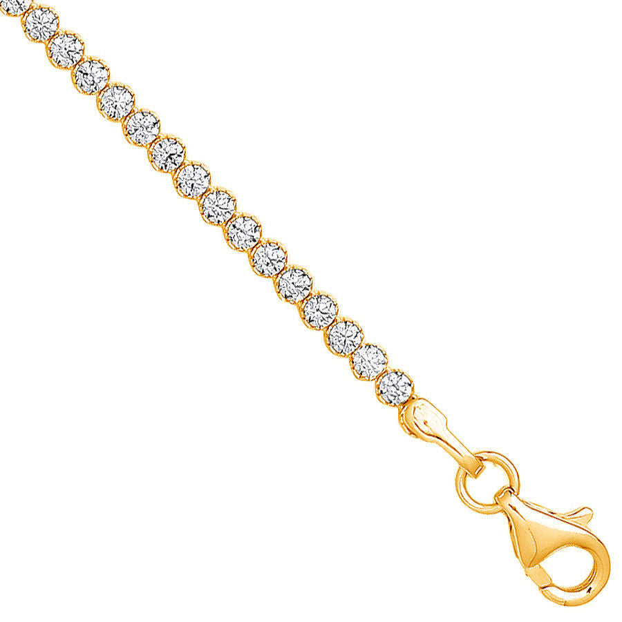 Y/G 2.1mm Round CZ Ladies Tennis Bracelet