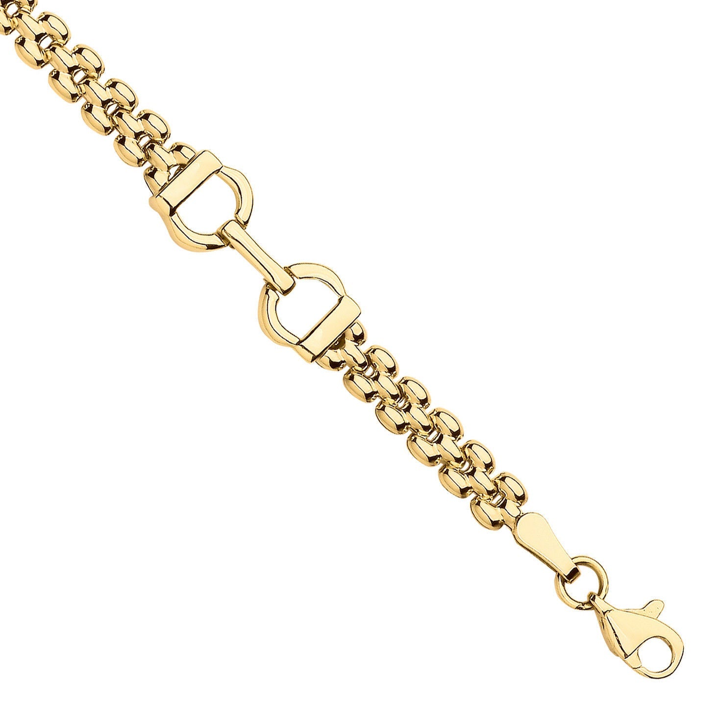 9ct Yellow Gold Panther 3 Row Fancy Ladies Bracelet