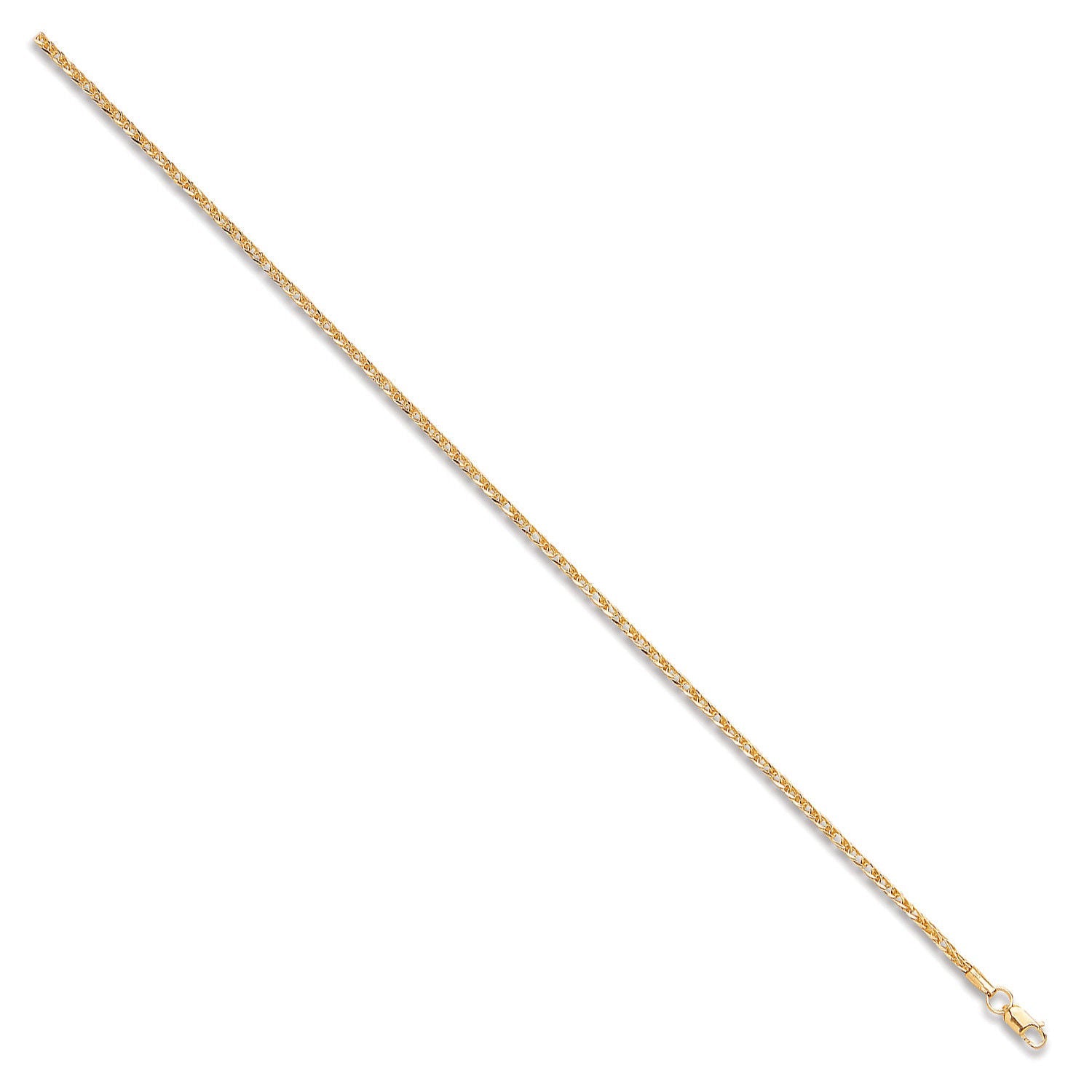 9ct Yellow Gold 2.0mm Hollow Square Spiga Chain/Bracelet
