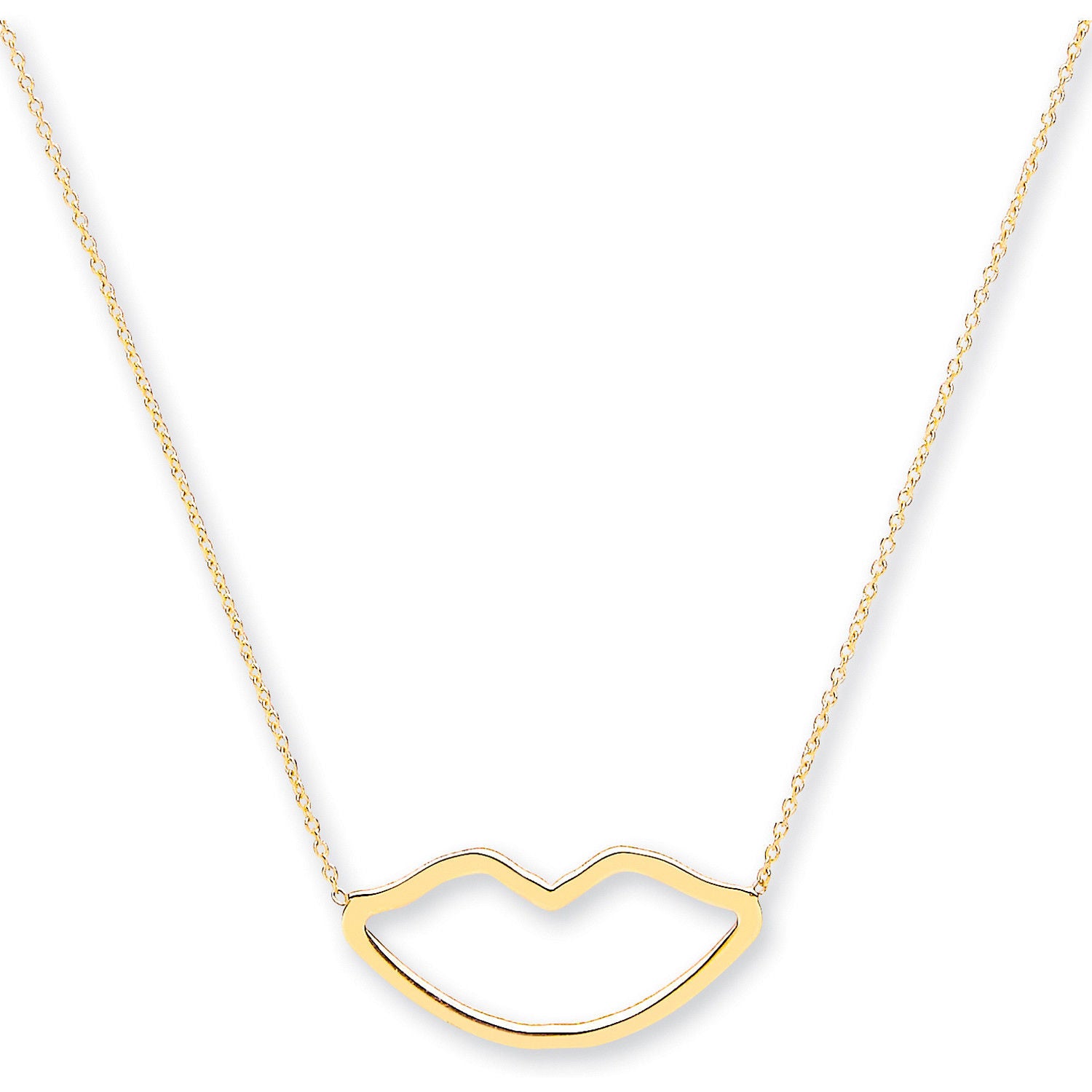 Y/G Rolo Chain Lips Pendant, 16" Necklace