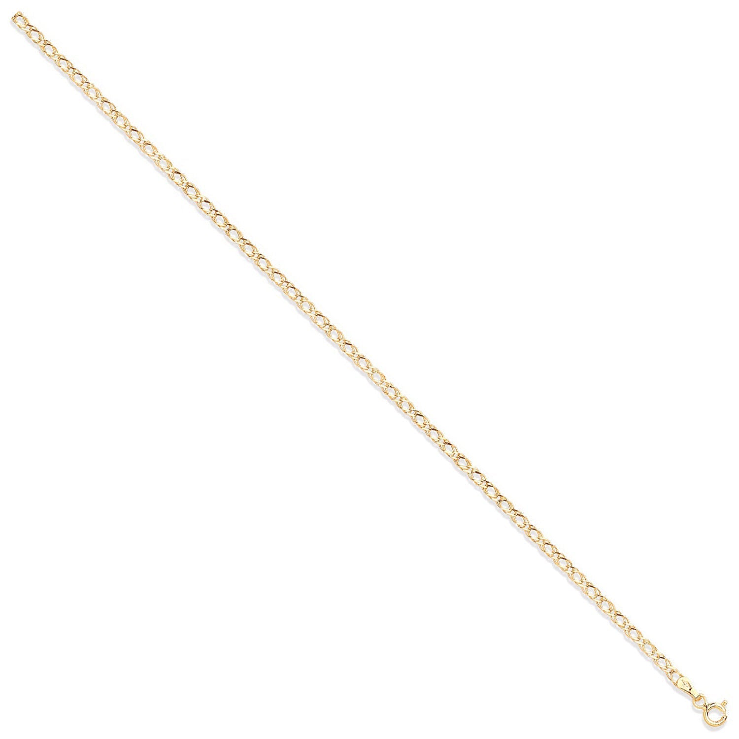 9ct Yellow Gold 2.6mm Hollow Double Curb Chain
