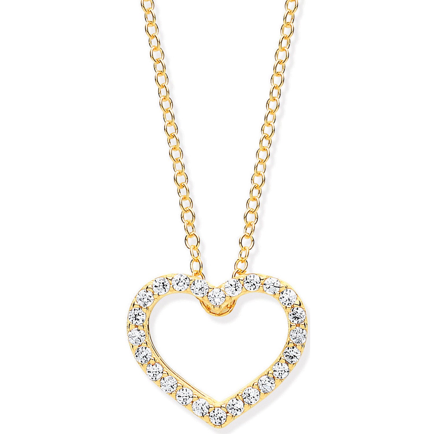 G Cz Heart Pendant on 18" Chain