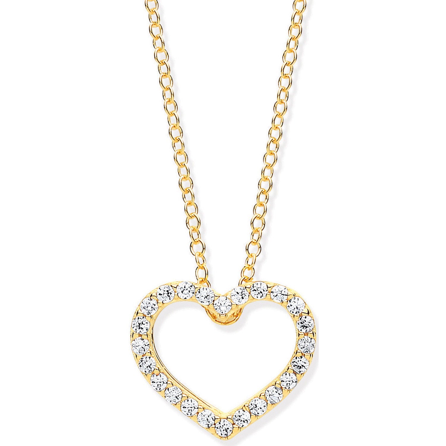 9ct Yellow Gold Cubic Zirconia Heart Pendant on 18" Chain