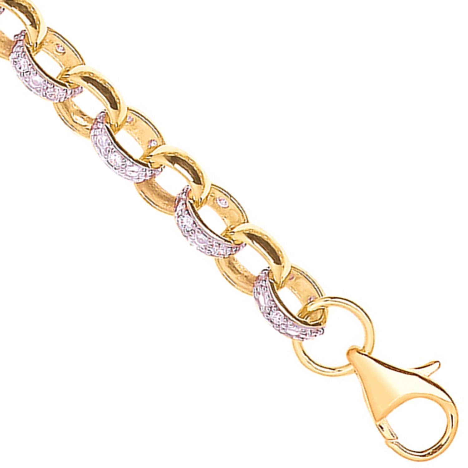 9ct Yellow Gold 8.0mm Plain & Cubic Zirconia Belcher 8.3mm Chain
