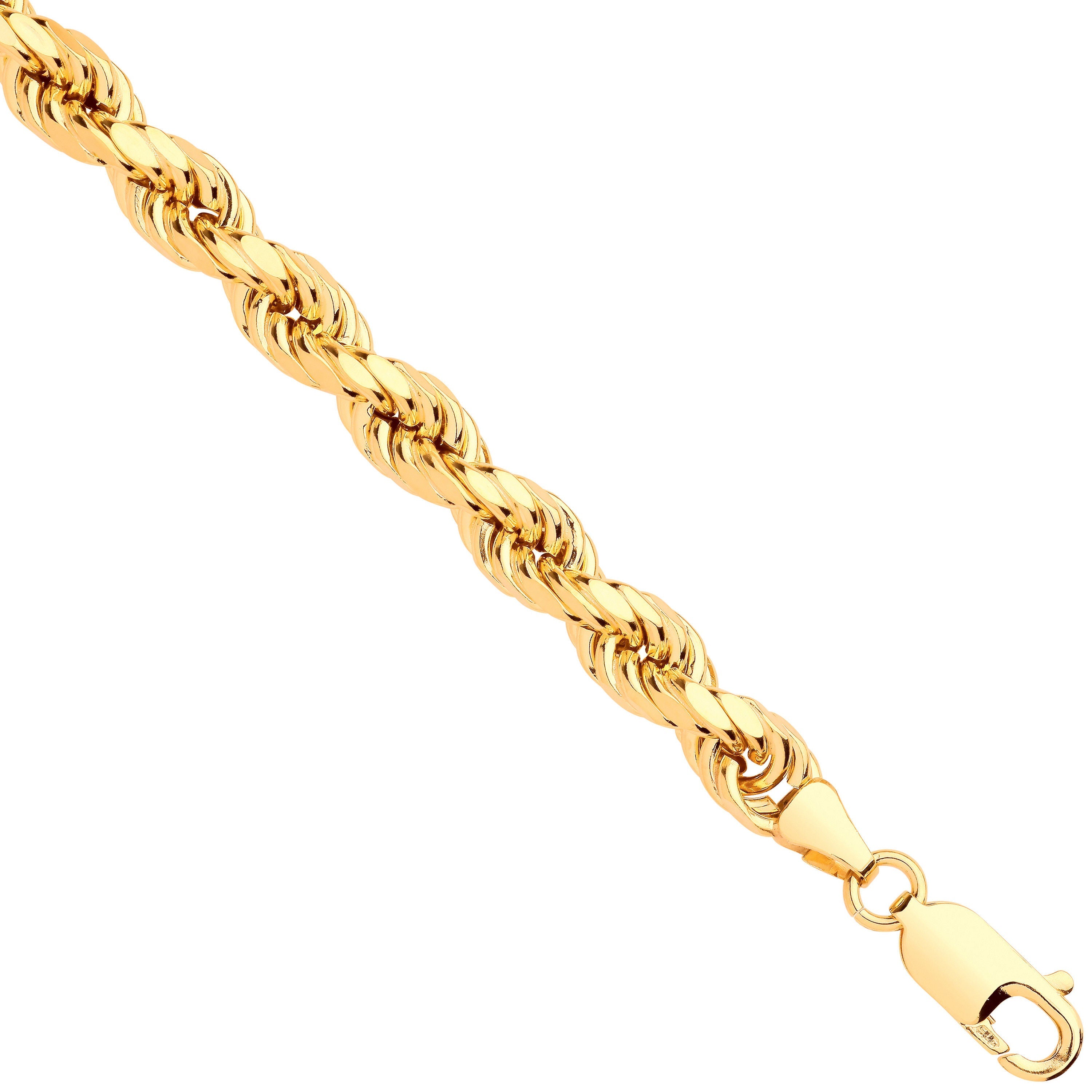 9ct Yellow Gold 6.0mm Semi Solid Diamond Cut Rope Chain