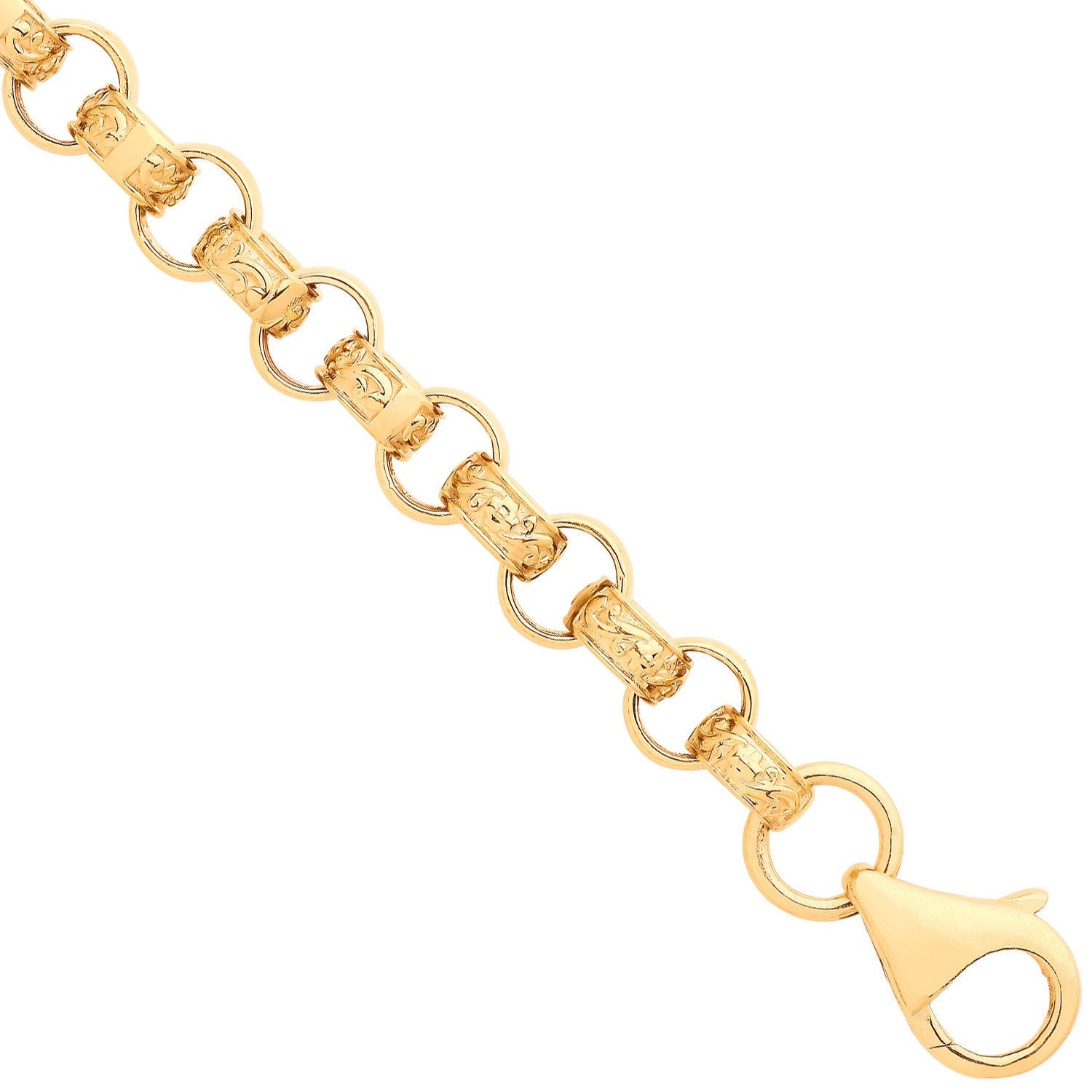 9ct Yellow Gold Plain & Engraved Round 6.6mm Belcher Chain