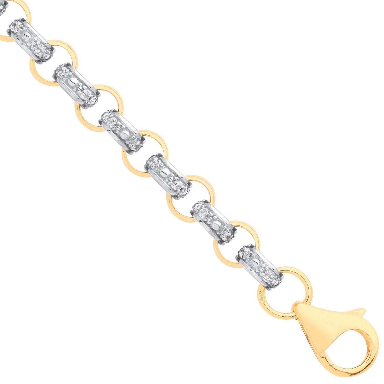 9ct Yellow Gold Cubic Zirconia Round 6.0mm Belcher Chain