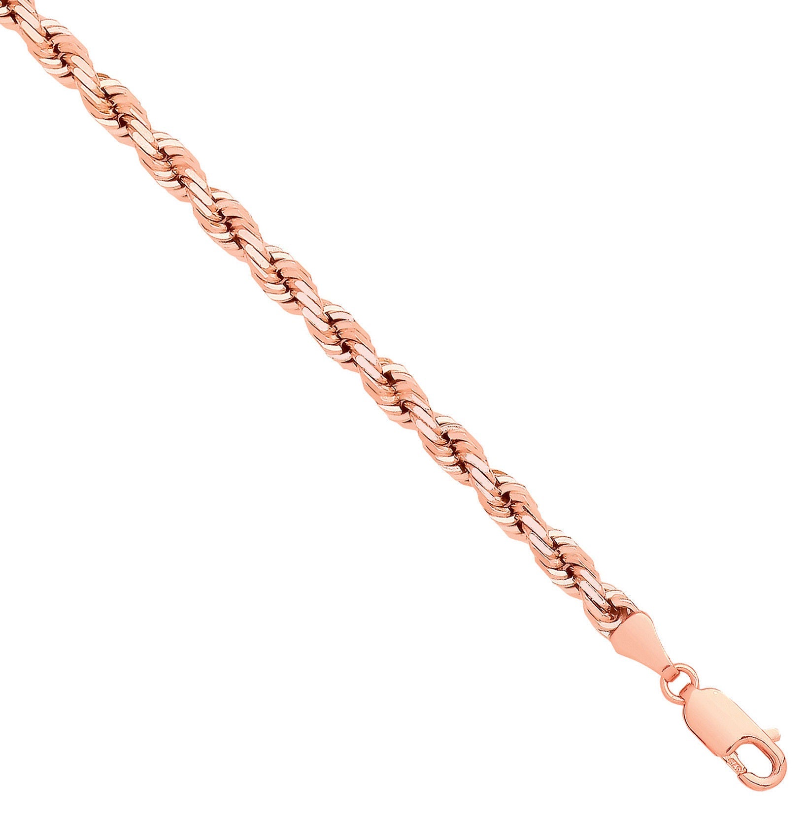 Rose Gold Solid Diamond Cut 4.2mm Rope Chain