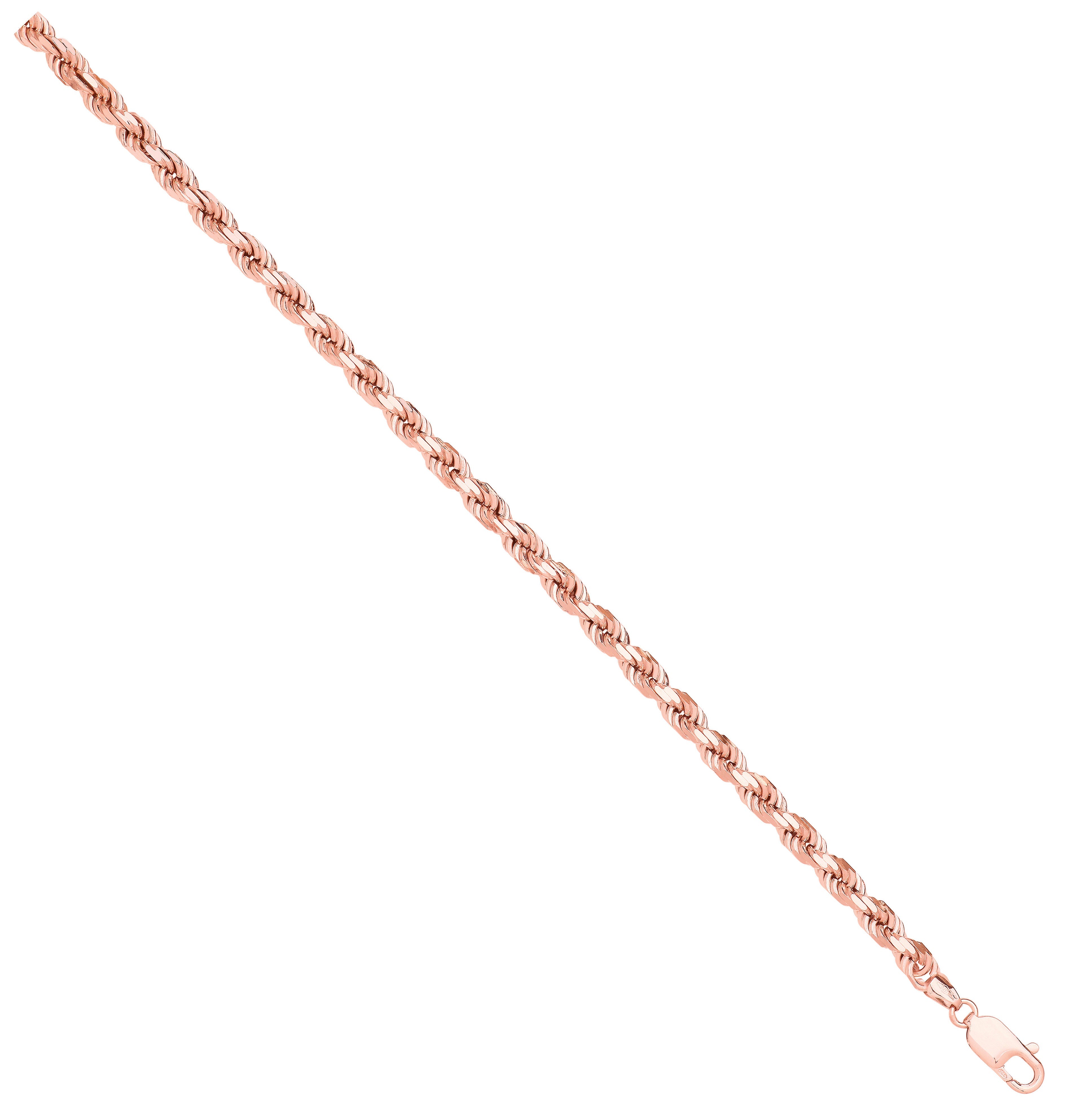Rose Gold Diamond Cut 5.2mm Solid Rope Chain
