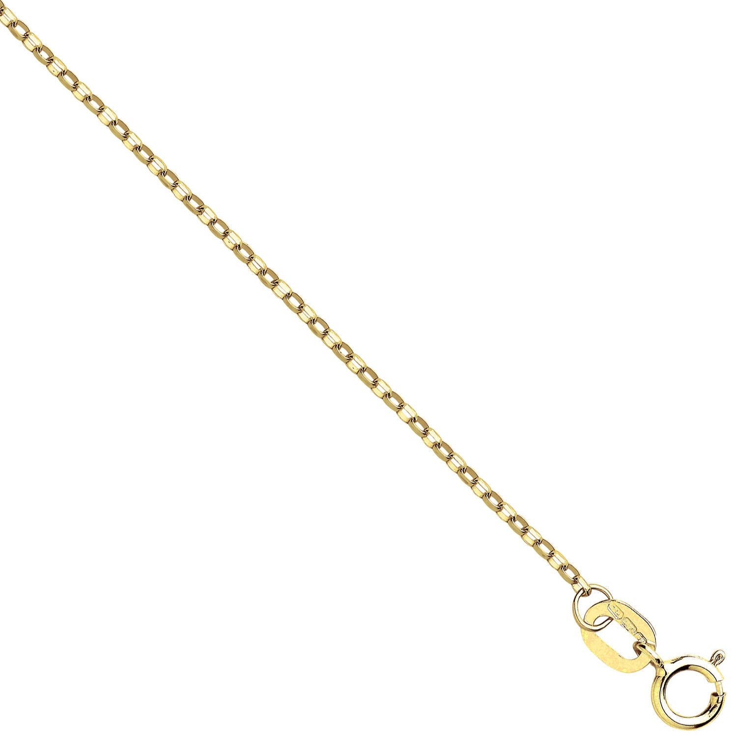9ct Yellow Gold 0.9mm Diamond Cut Trace Chain