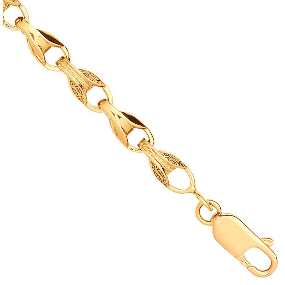 Y/G Plain and Engraved 5mm Tulip Chain