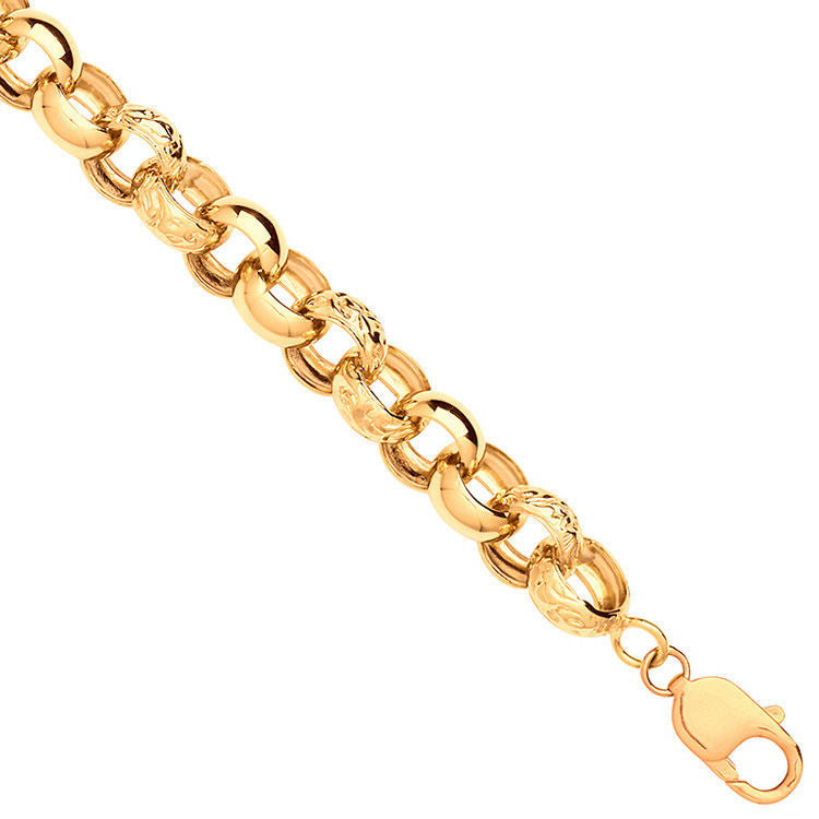 Y/G Plain & Engraved Round 12.5mm Belcher Chain