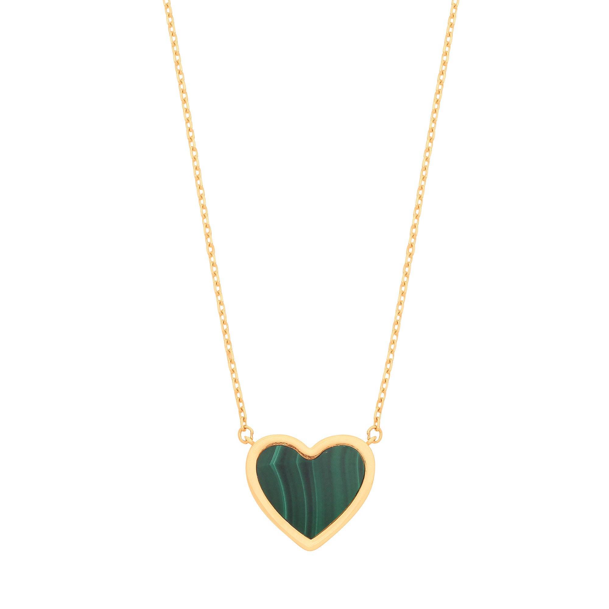 Y/G Green Rubover Heart 18"Necklace