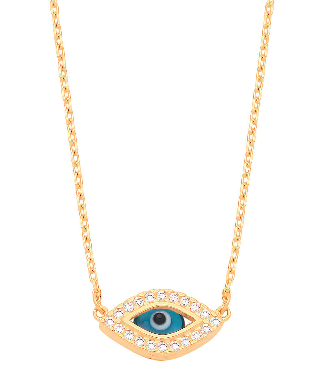 9ct Yellow Gold Evil Eye 17" Necklace