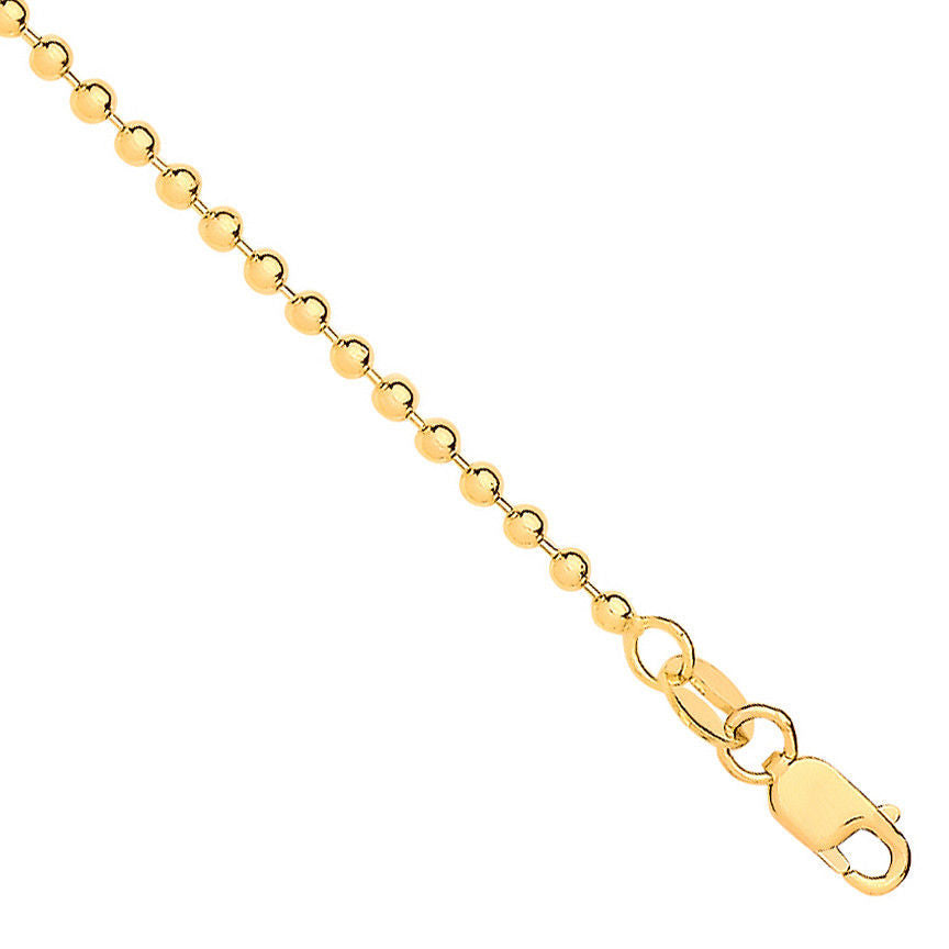9ct Yellow Gold 2.0mm Beads Chain