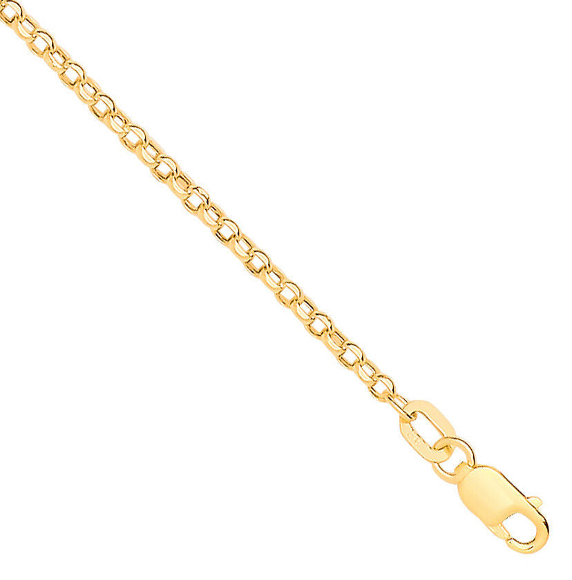 14ct 9ct Yellow Gold Hollow Round Diamond Cut Belcher 1.9mm Chain