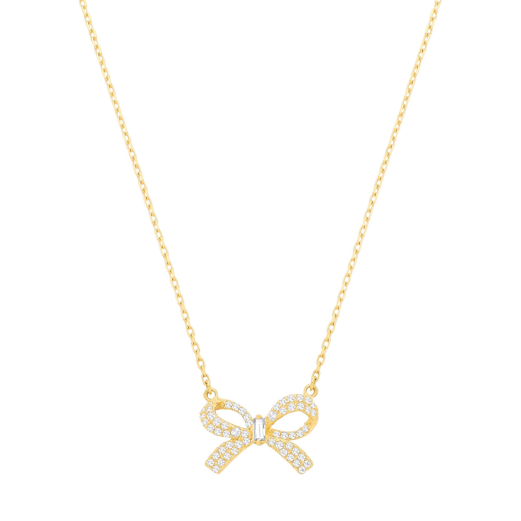 9ct Yellow Gold Cubic Zirconia Bow Chain