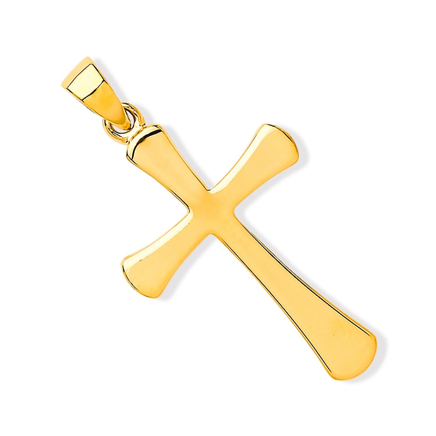 9ct Yellow Gold Oval Ends Plain Cross