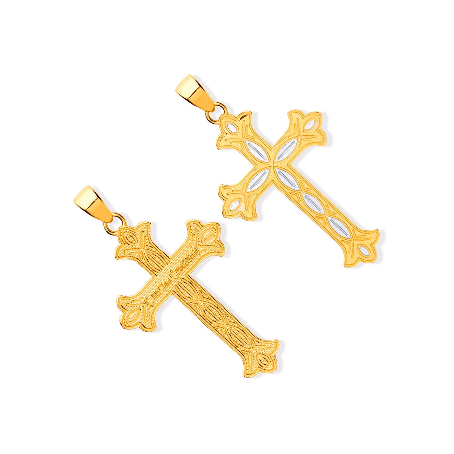 Y&9ct White Gold Russian Orthodox Cross