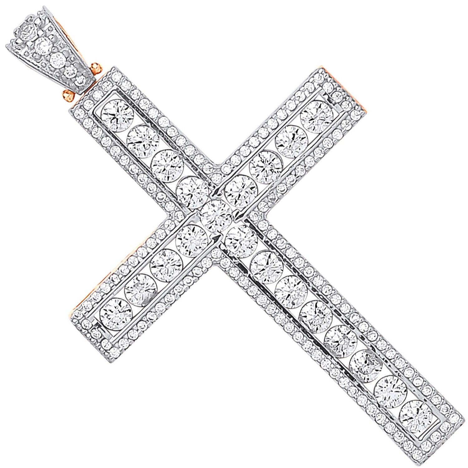 9ct Yellow & White Gold Round Cubic Zirconia Cross