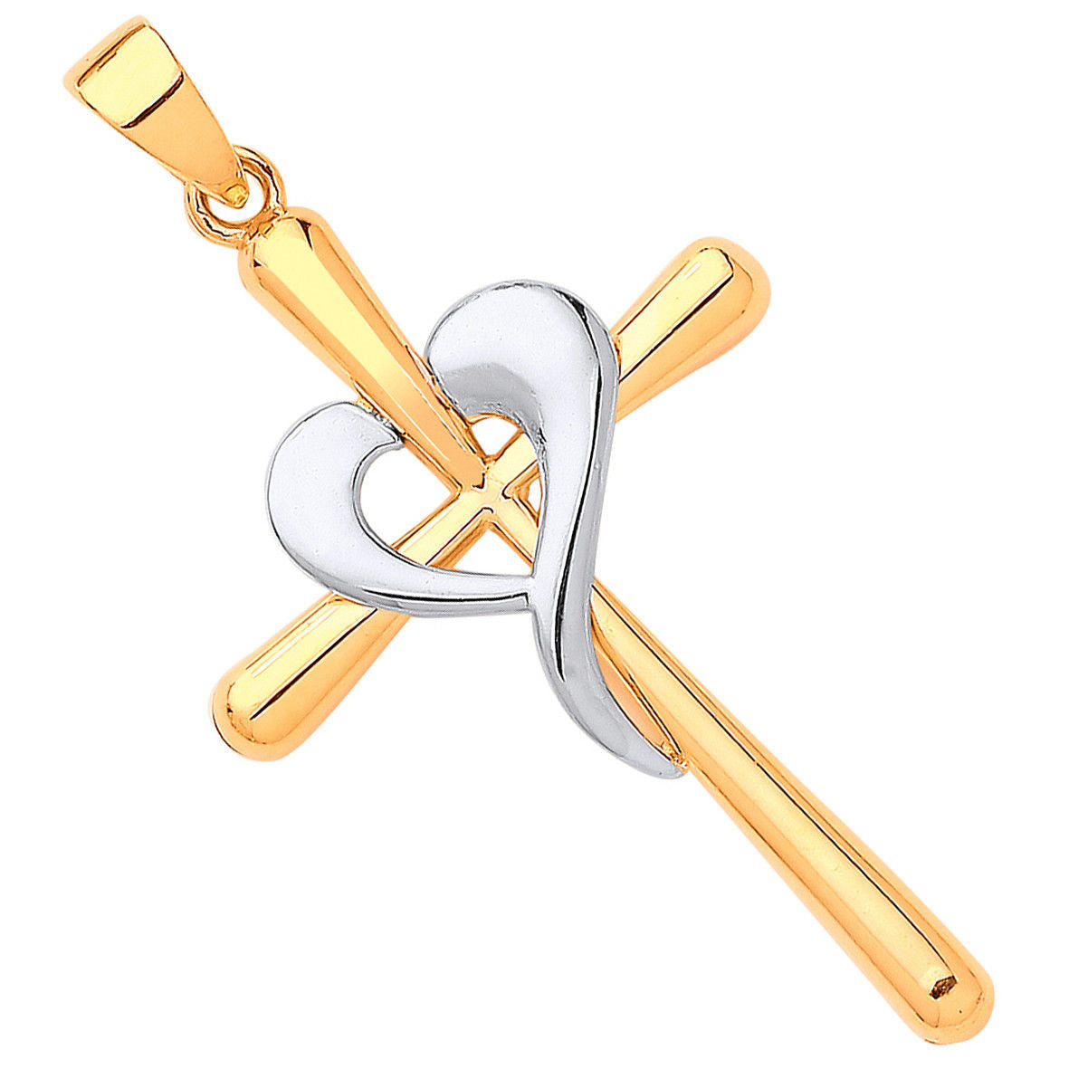 Y 9ct White Gold Cross Heart Pendant