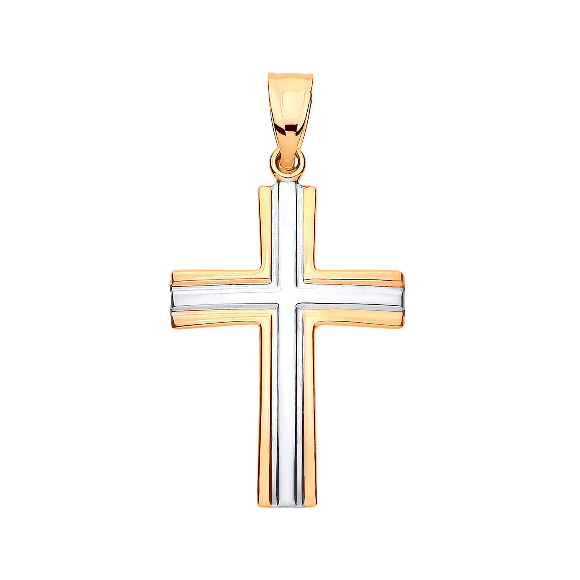 9ct Yellow Gold Two Colour Hollow Cross