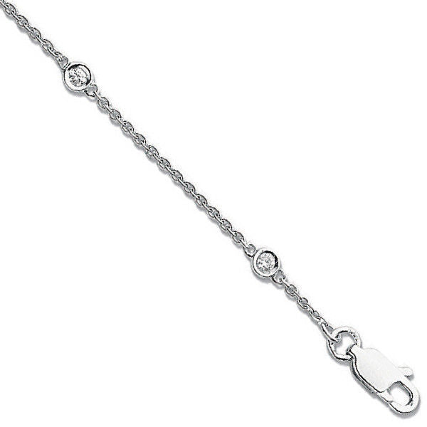 18ct White Gold 0.20ct Diamond by the yard Rubover Bracelet