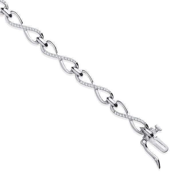 9ct White Gold 0.25ct Diamond Infinity Link Bracelet