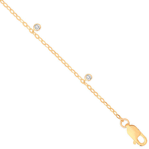 9ct Yellow Gold Rub-Over 0.10ctw Diamond Bracelet