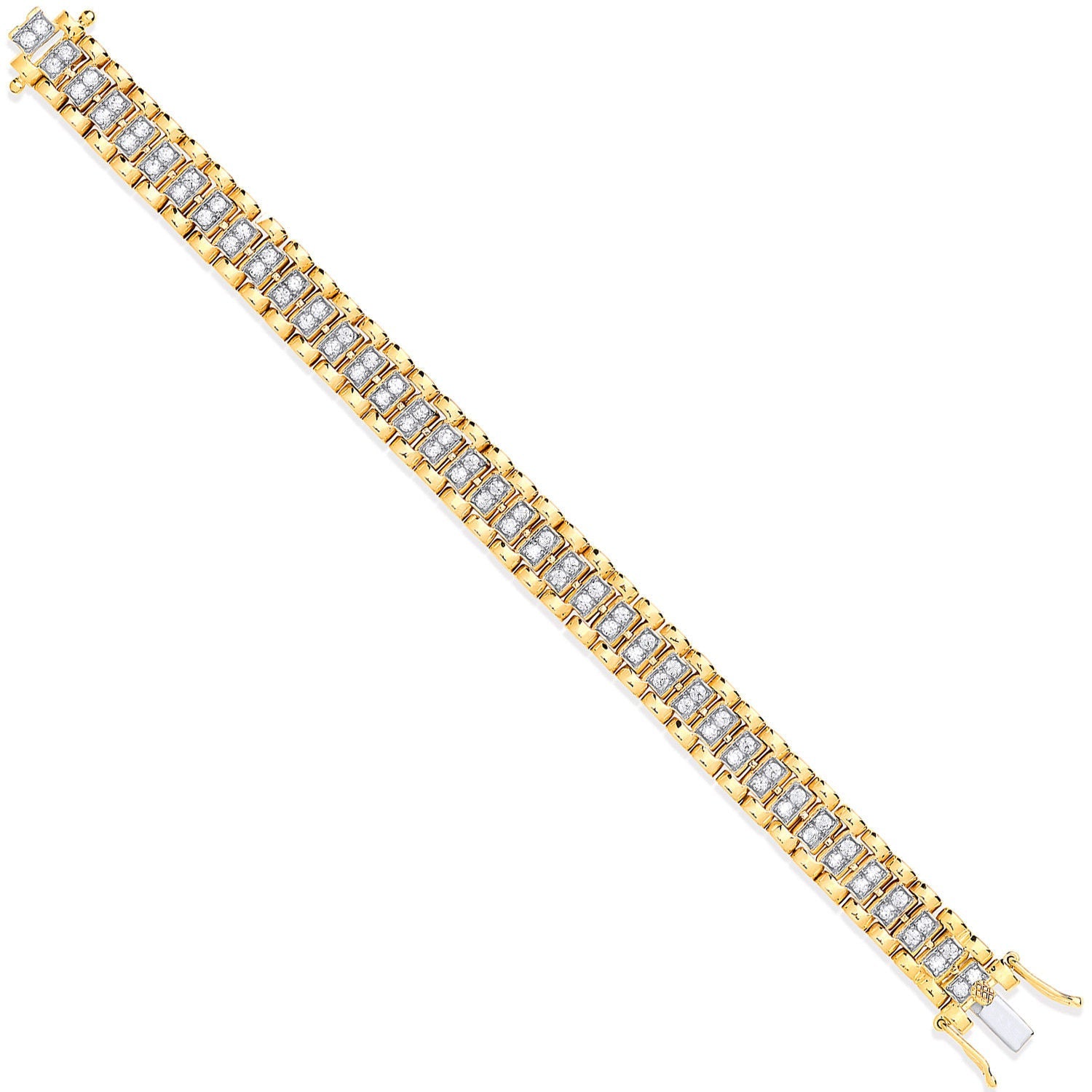 9ct 9ct Yellow Gold Fancy Link 0.21ctw Diamonds Child Bracelet