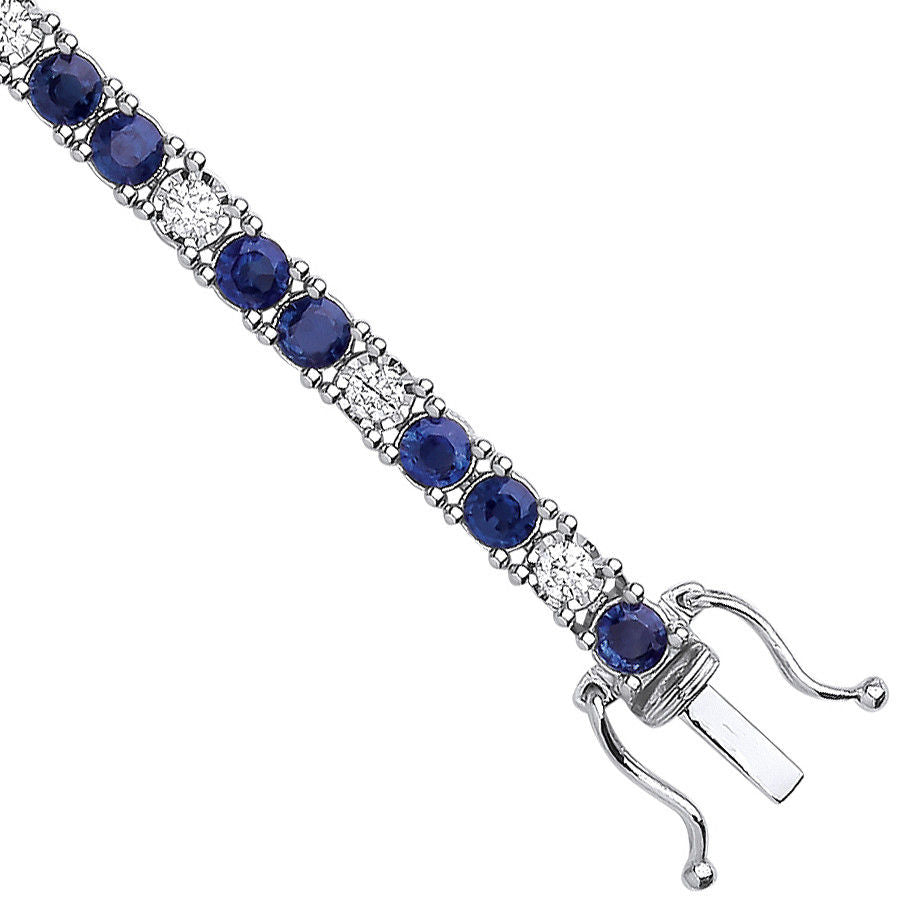 18ct White Gold 0.80ct Diamond & 5.00ct Sapphire Bracelet