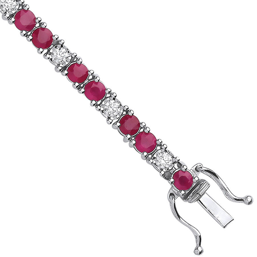 18ct White Gold 0.80ct Diamond & 5.00ct Ruby Bracelet