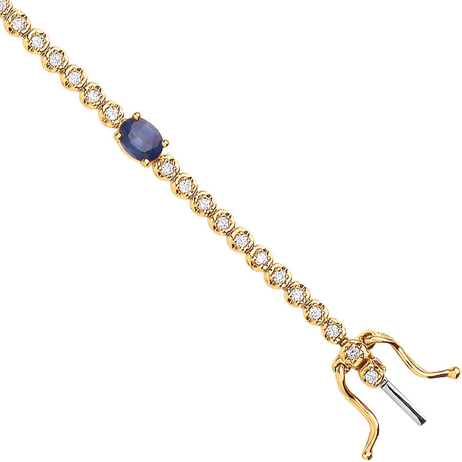 9ct Yellow Gold bracelet 0.40ct Diamond 1.15ct Sapphire